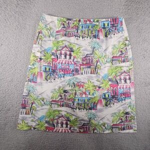 Vintage Sharon Young Skirt Womens 10 AOP Tropical Cruise Festival Career Y2K 90s